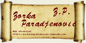 Zorka Parađenović vizit kartica